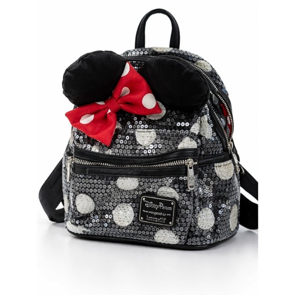 DISNEY PARKS LOUNGEFLY Minnie Mouse Sequin Polka Dot Mini Backpack